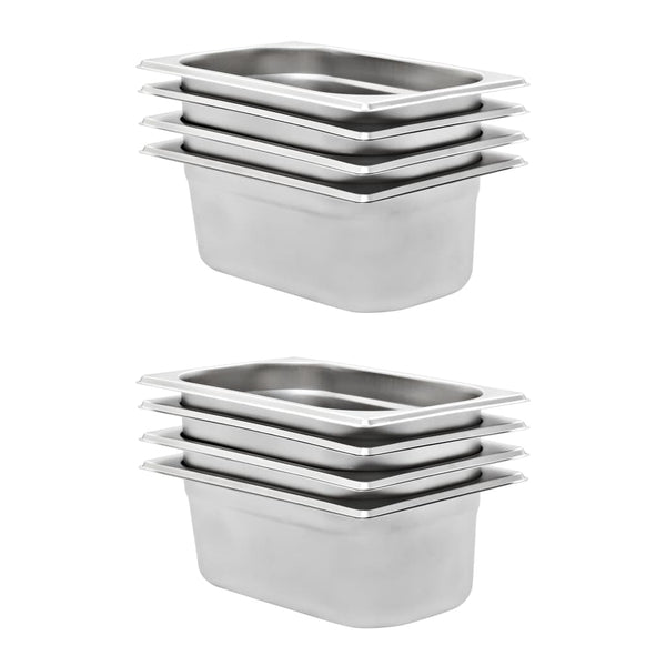 Edelstahl-Gastronormbehälter Schwarz GN 1/4 100 mm (8 Stück)