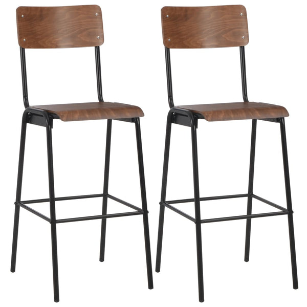 Braune Barhocker Pozeef (2 Stk. Sperrholz Stahl)