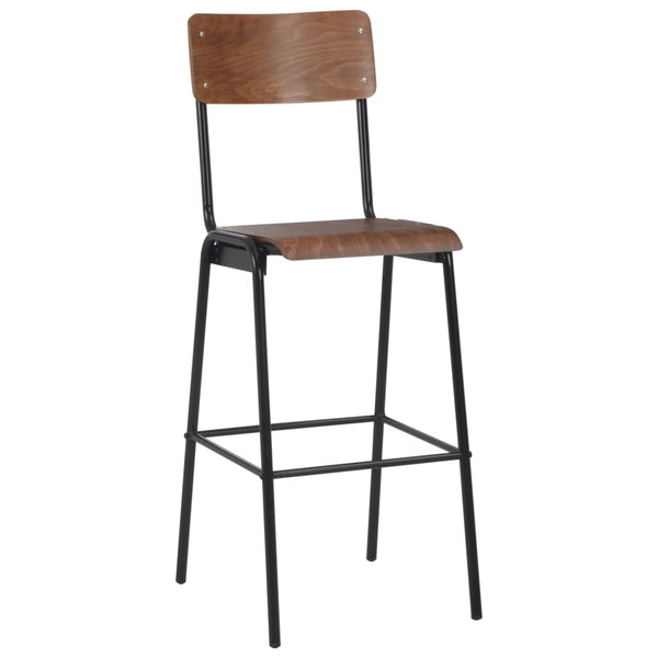 Braune Barhocker Pozeef (2 Stk. Sperrholz Stahl)