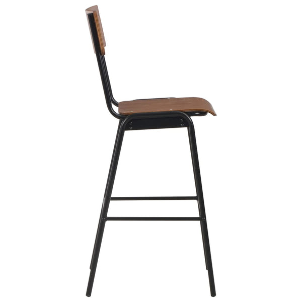 Braune Barhocker Pozeef (2 Stk. Sperrholz Stahl)