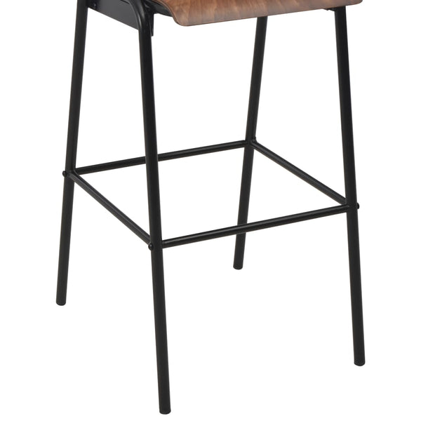 Braune Barhocker Pozeef (2 Stk. Sperrholz Stahl)