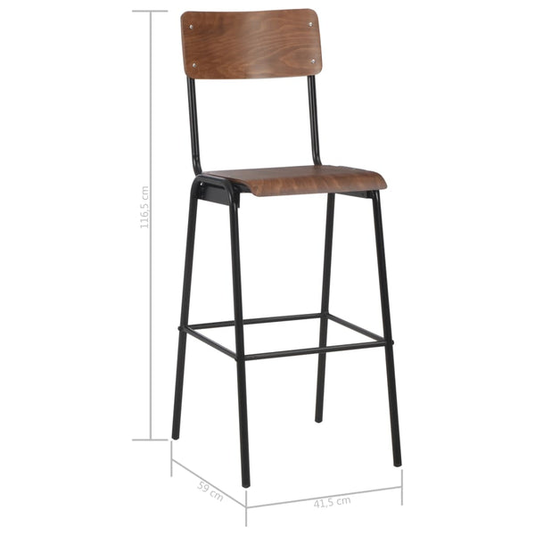 Braune Barhocker Pozeef (2 Stk. Sperrholz Stahl)