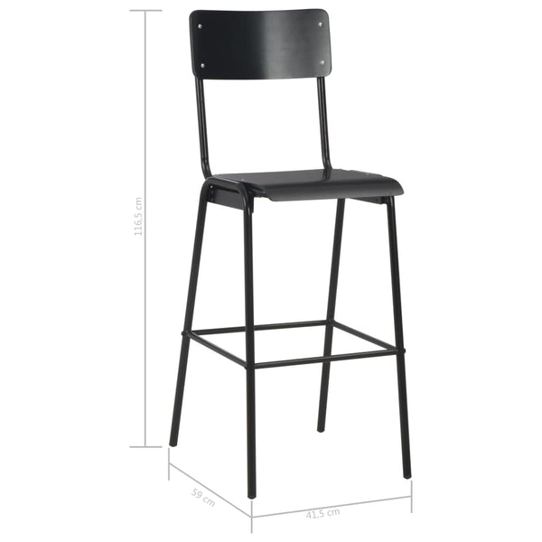 Schwarz Barhocker Pozeef (2 Stück Sperrholz und Stahl)