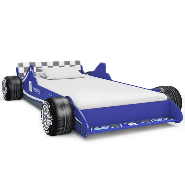 Blaues Kinderbett Rennwagen Garabed 90x200cm