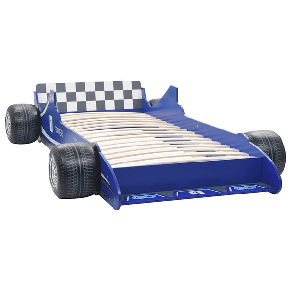 Blaues Kinderbett Rennwagen Garabed 90x200cm