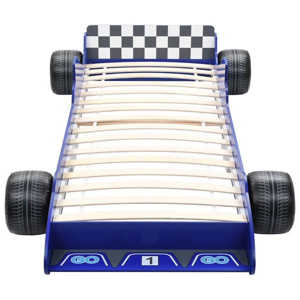 Blaues Kinderbett Rennwagen Garabed 90x200cm