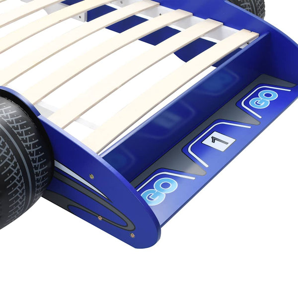 Blaues Kinderbett Rennwagen Garabed 90x200cm