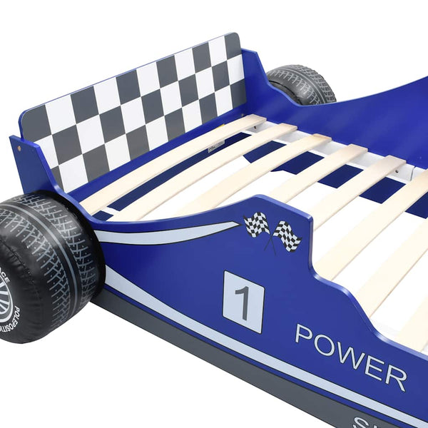 Blaues Kinderbett Rennwagen Garabed 90x200cm