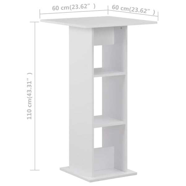 Weißer Bartisch Rone 60x60x110cm