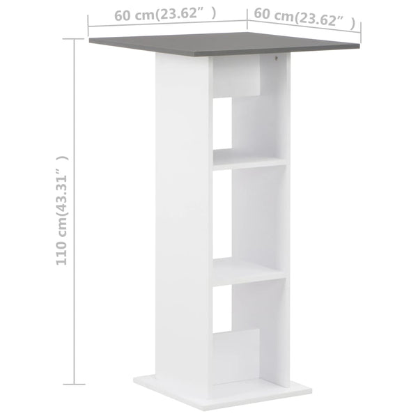 Bartisch Rone 60x60x110cm weiß und anthrazit