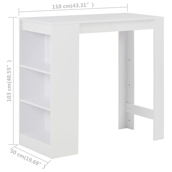 Sande Bartisch weiß mit Regal 110x50x103cm