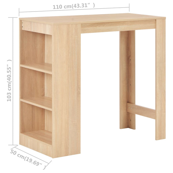 Eiche Bartisch mit Regal Sande 110x50x103cm