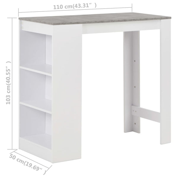 Bartisch mit weißer Ablage Sande 110x50x103cm