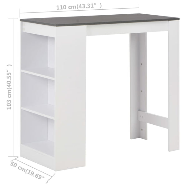 Weißer Sande Bartisch mit Ablage 110x50x103cm