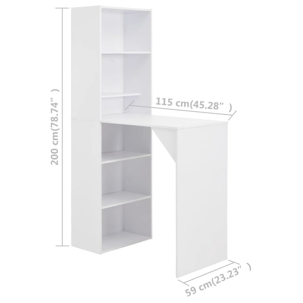Bartisch Dinelu mit Schrank, weiß 115x59x200cm