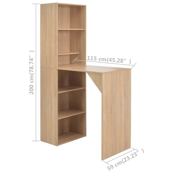 Eichen-Bartresen mit Schrank Dinelu 115x59x200cm