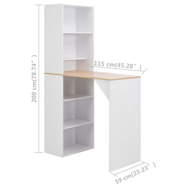 Weißer Dinelu Bartisch mit Schrank 115x59x200cm