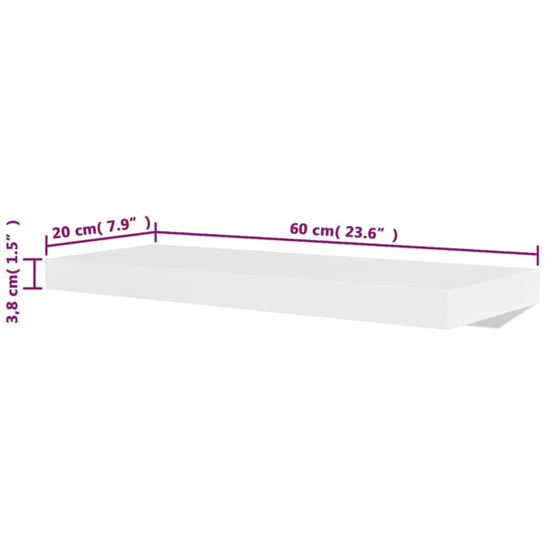 Weißes Wandregal Mardari 60cm (4 Stück)