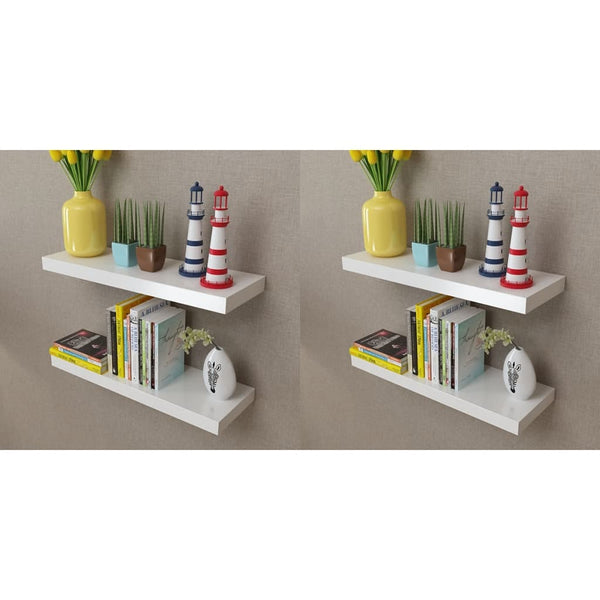 Weißes Wandregal Mardari 60cm (4 Stück)