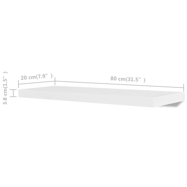 Weißes Wandregal Mardari 80cm (4 Stück)