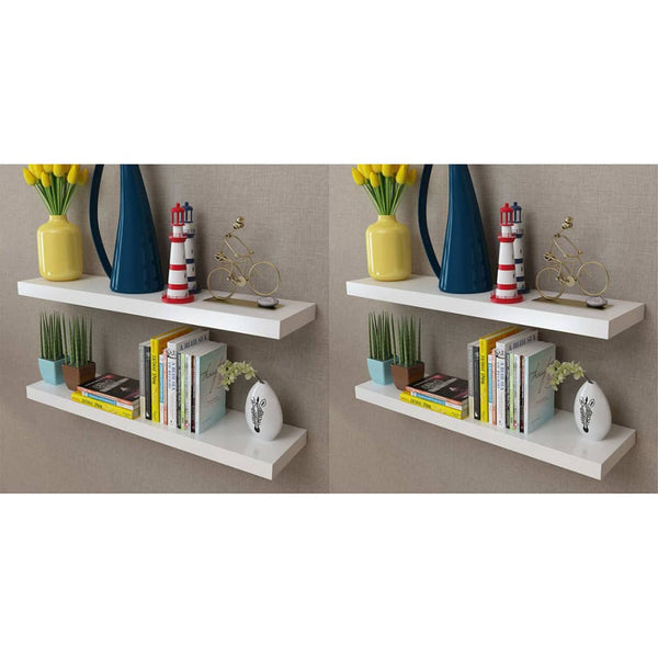 Weißes Wandregal Mardari 80cm (4 Stück)