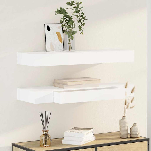 Weißes Wandregal mit Schubladen Martinica 80 cm (2 Stück verdeckte Befestigung)