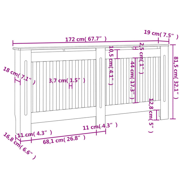 Weiße Heizkörperverkleidung Eliss 172cm (2 St. MDF)