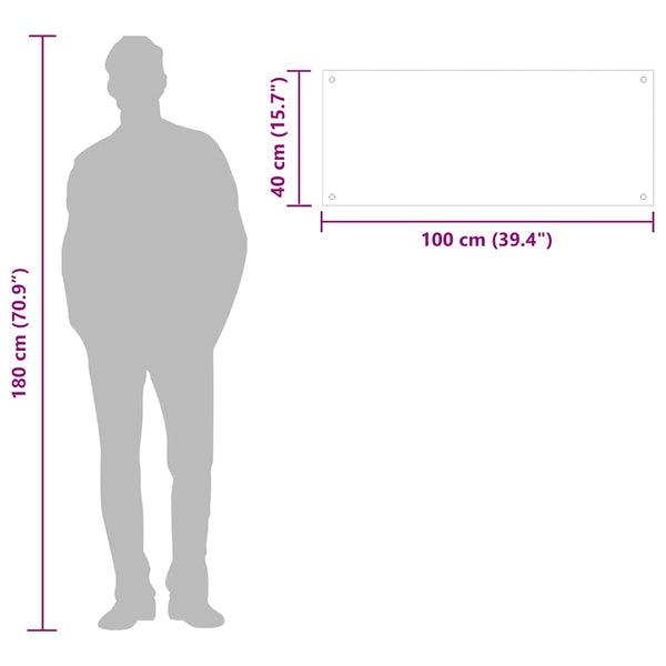 Schwarzer Küchenspritzschutz Ikovics 100x40cm (gehärtetes Glas)