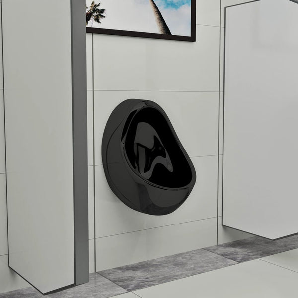 Schwarzes wandhängendes Keramik-Urinal Mery