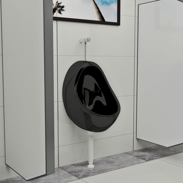 Schwarzes wandhängendes Keramik-Urinal Mery