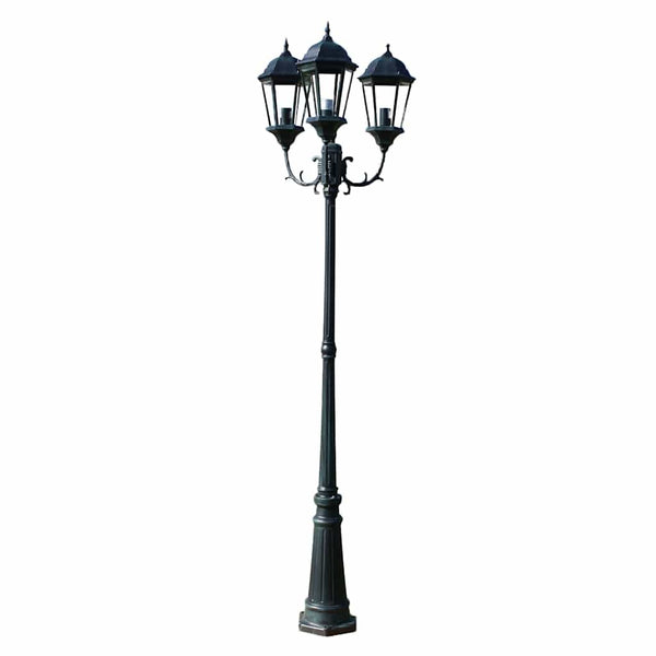 Dunkelgrün/Schwarz Brighton Gartenlaternenpfahl Hildelgarde 230cm (3-flammig)