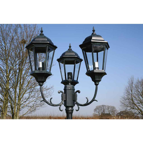 Dunkelgrün/Schwarz Brighton Gartenlaternenpfahl Hildelgarde 230cm (3-flammig)