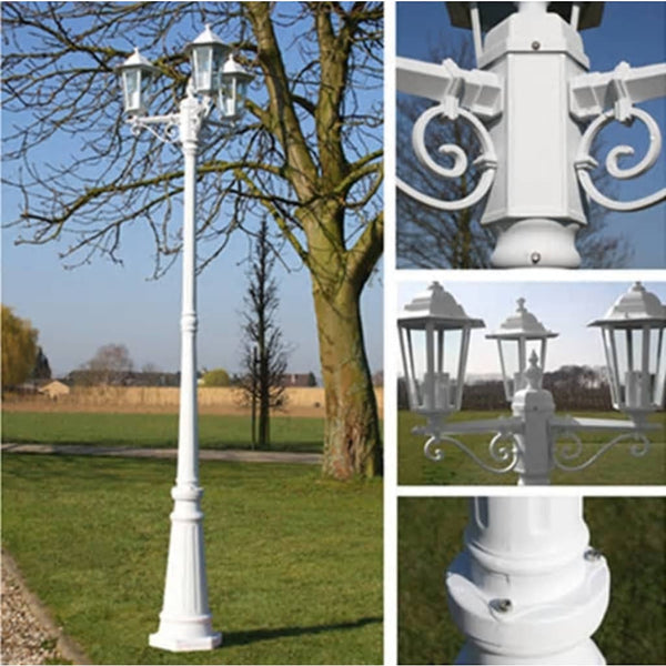 Weiße Kingston Gartenleuchte Vincent 215cm (3-flammig)