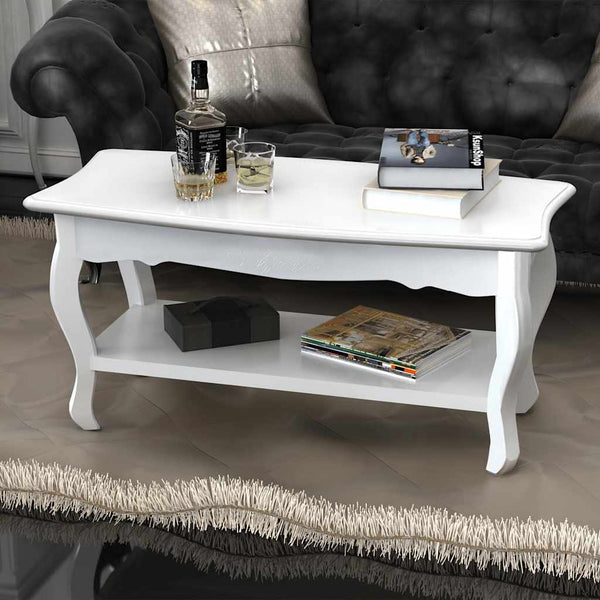 Weißer Couchtisch 2 Ebenen Petro MDF