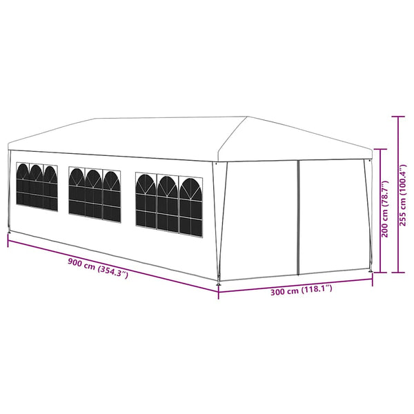 Blaues Partyzelt Dam 3x9 m