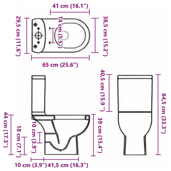 Weißes Keramik-WC runder Wasserfluss Holicov