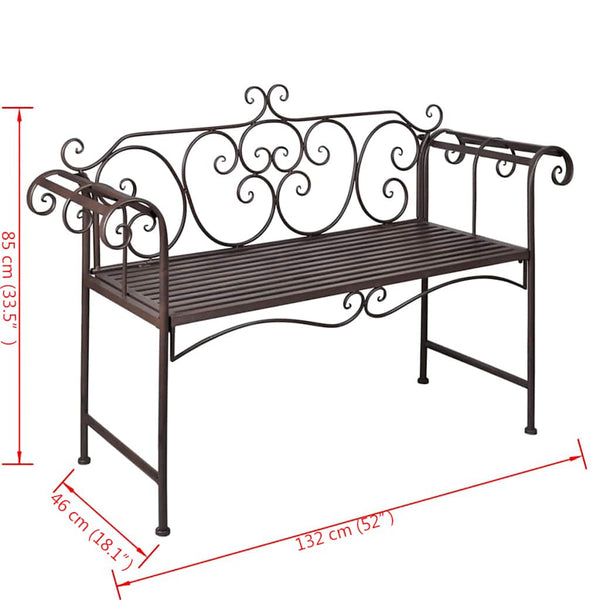 Antikbraune Gartenbank Sinela 132cm (Stahl)
