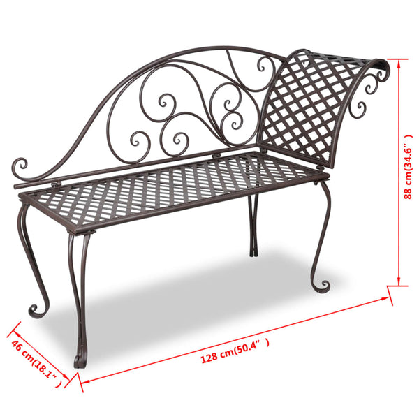 Antiikinruskea puutarhapenkki Contele 128cm (teräs)