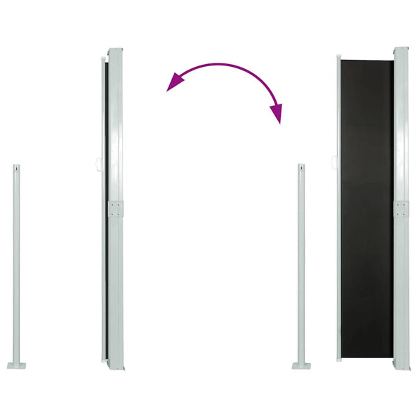 Schwarze Seitenmarkise für die Terrasse SNR 160x300cm