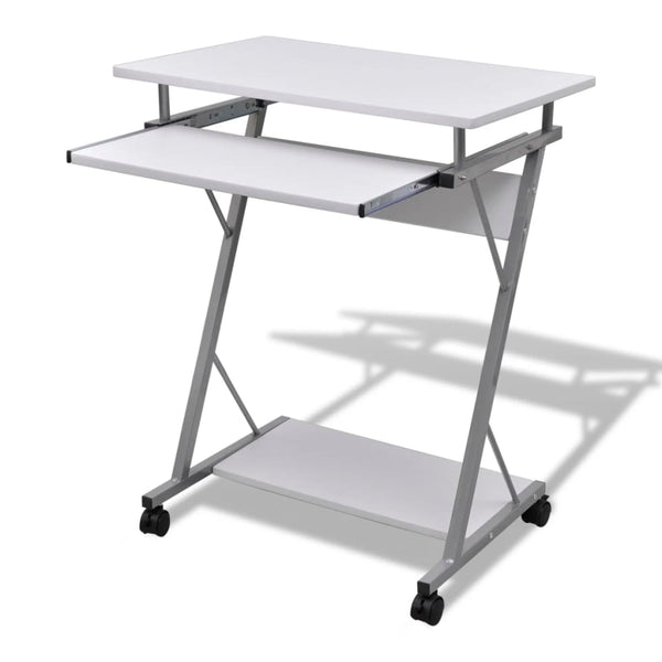 Weißer Computertisch WARTAN mit Tastaturauszug