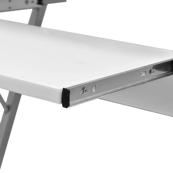 Weißer Computertisch WARTAN mit Tastaturauszug