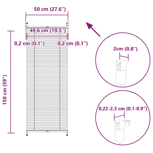 Weißes Plissee Mahamad 50x150cm (Faltstores)