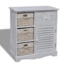 Weißer Holzschrank Kiyoko (mit 3 geflochtenen Körben)