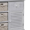 Weißer Holzschrank Kiyoko (mit 3 geflochtenen Körben)