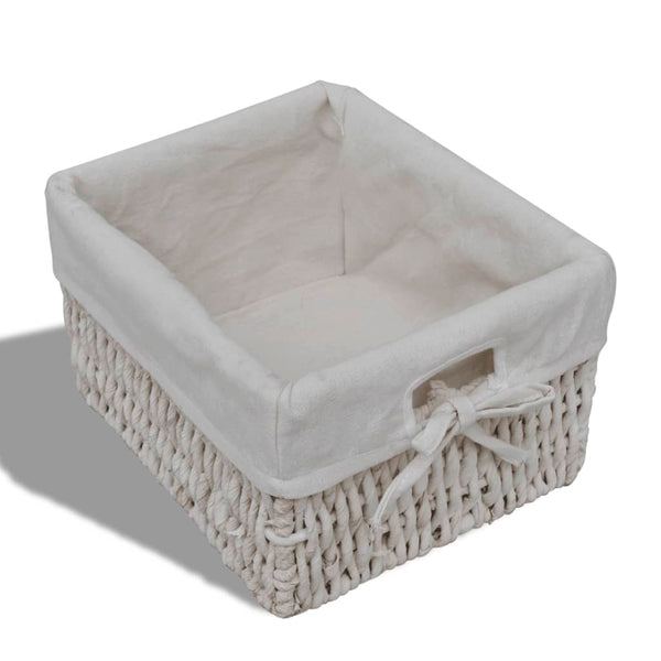 Weißer Holzschrank Kiyoko (mit 3 geflochtenen Körben)