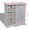 Weißer Holzschrank Kiyoko (mit 3 geflochtenen Körben)