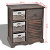 Brauner Holzschrank Kiyoko (mit 3 geflochtenen Körben)