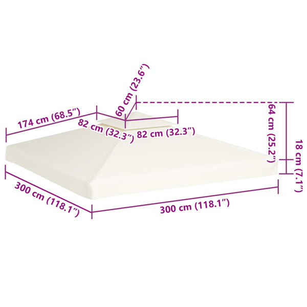 Cicu Pavillon-Ersatzdach creme 3x3 m (310 g/m²)