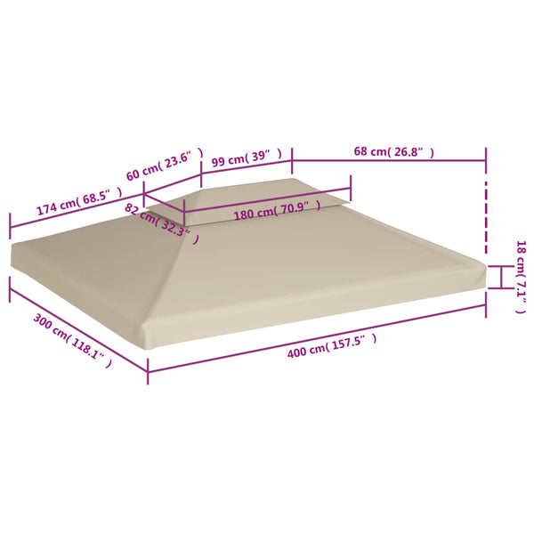Beige Pavillon-Ersatzdach Cicu 3x4 m (310 g/m²)