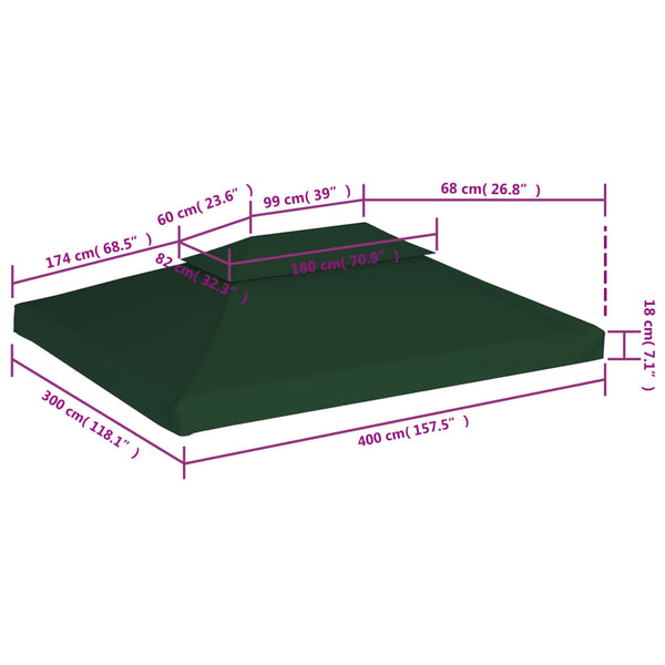 Grünes Pavillon-Ersatzdach Cicu 3x4 m (310 g/m²)